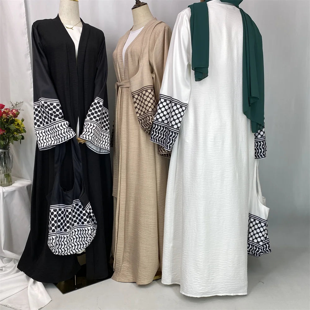 Dubai Elegant Kaftan Modest Dress Abayas Muslim Open Abaya And Bag Women Islam Caftan Marocain Robe Arabe Femme Musulmane