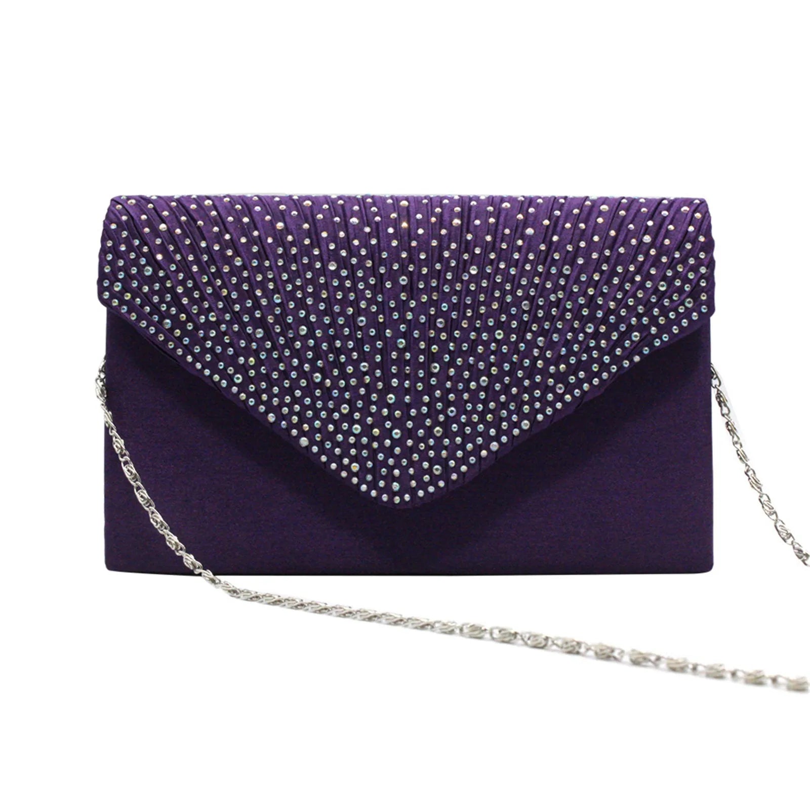 Women's  Luxury Silk Evening Clutch Bag - Elegant Women’s Prom/Wedding Handbag with Detachable Chain Strap & Secure Closure