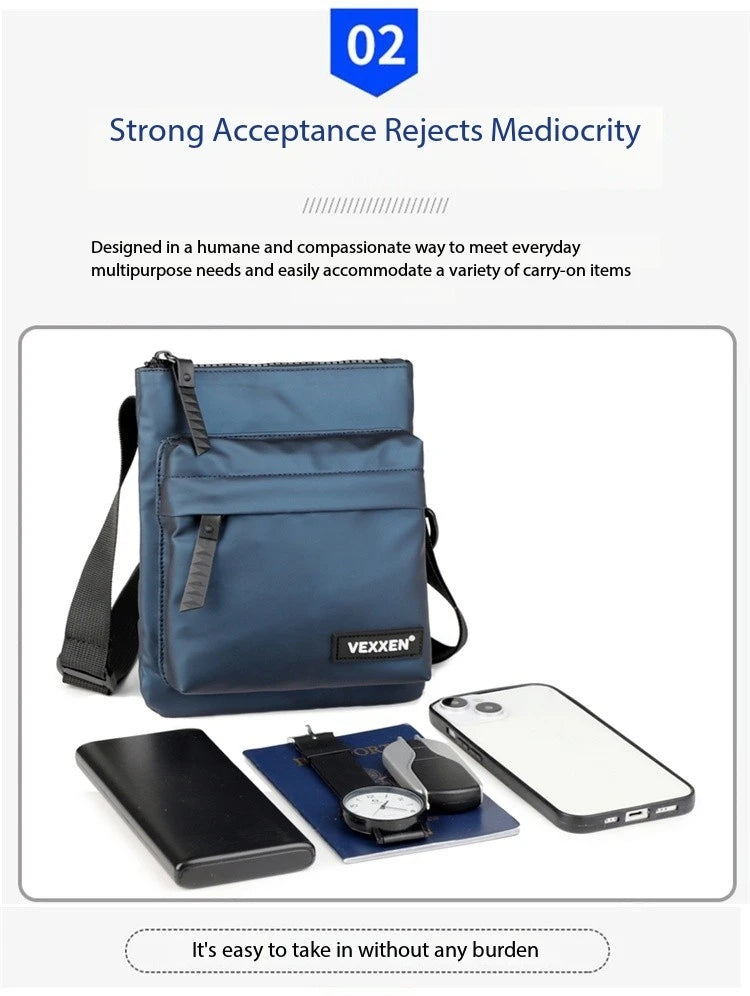 Messenger Sling Bags For Men Casual PU Leather Zipper Crossbody Pouch Simple Mini Crossbody Phone Bag Male Side Shoulder Bag