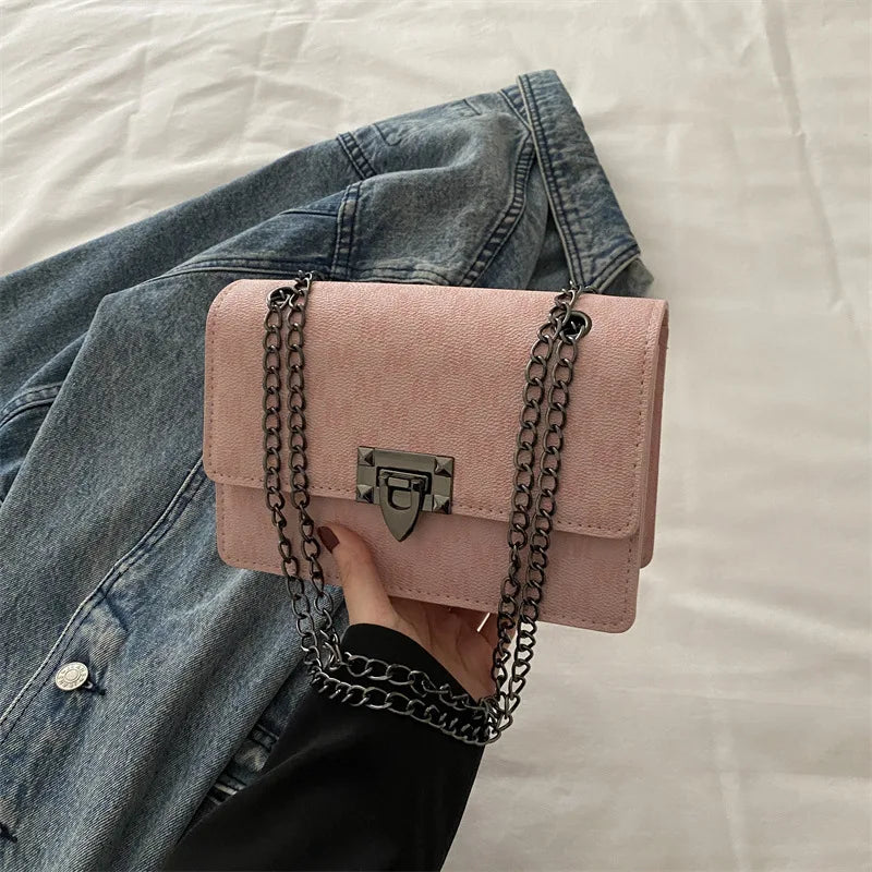 Luxury Letter Print Crossbody Shoulder Bag,Chain Buckle Compact Chic Women Sling Bag,Lady Vintage Casual Personalized Square Bag