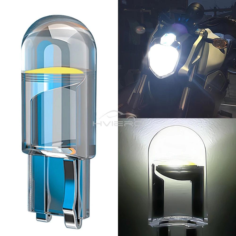4X Car W5W 194 T10 LED Glass Housing Cob Auto Bulb White Red Blue Yellow Trunk Wedge License Plate Lamp Dome Tail Backup Light
