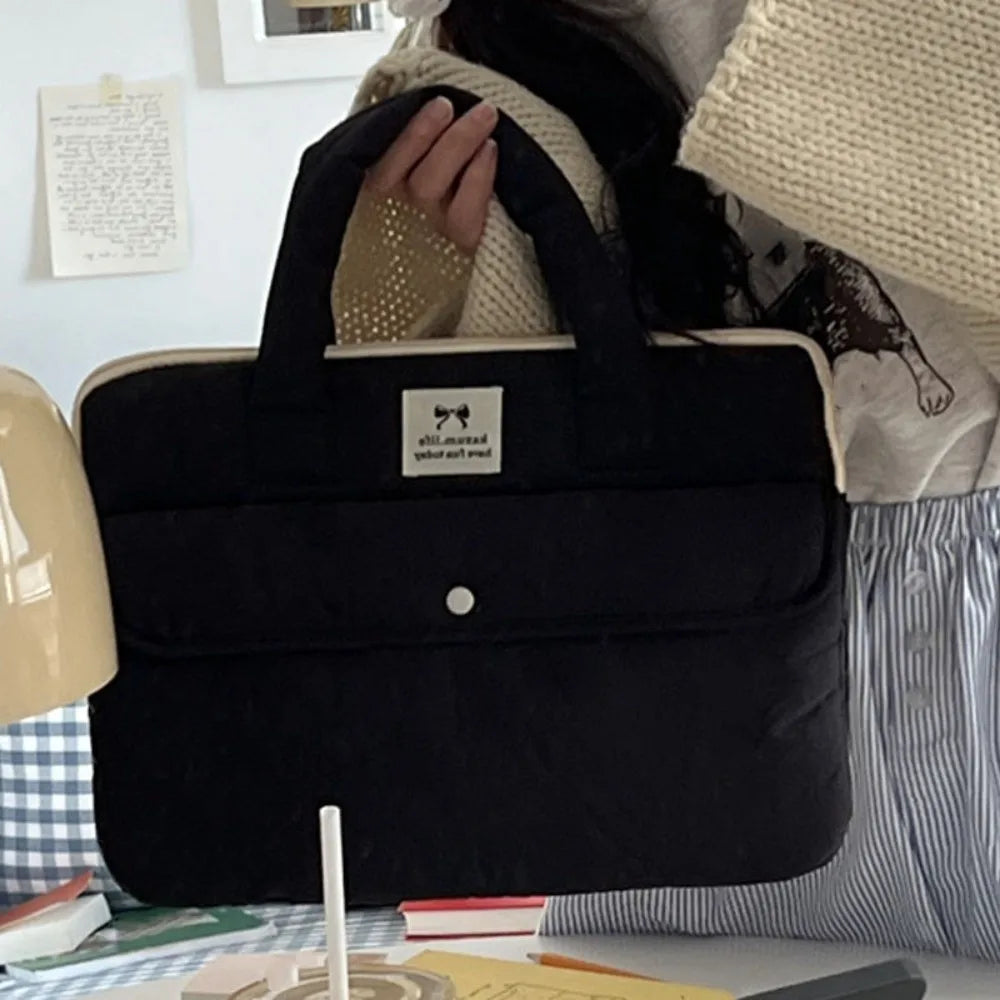 Simple 15.6inch Portable Laptop Bags Bow Lightweight Laptop Case Cartoon Cute Notebook Sleeve Women's Bag