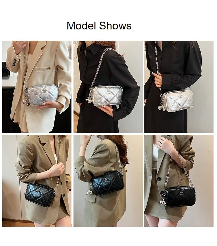 Luxury Silver Bowling Bag Women Top-Handle Bags Luxury Brand Designer's Crossbody Bags Small Lipstick Cosmetics Purses Bolsa