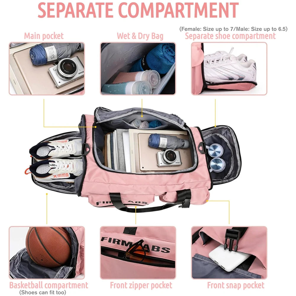 1PCS Gym Bag for Men Women with Shoes Compartment and Wet Pocket Convertible Duffle Bag and Gym Backpack Waterproof Sports Bags