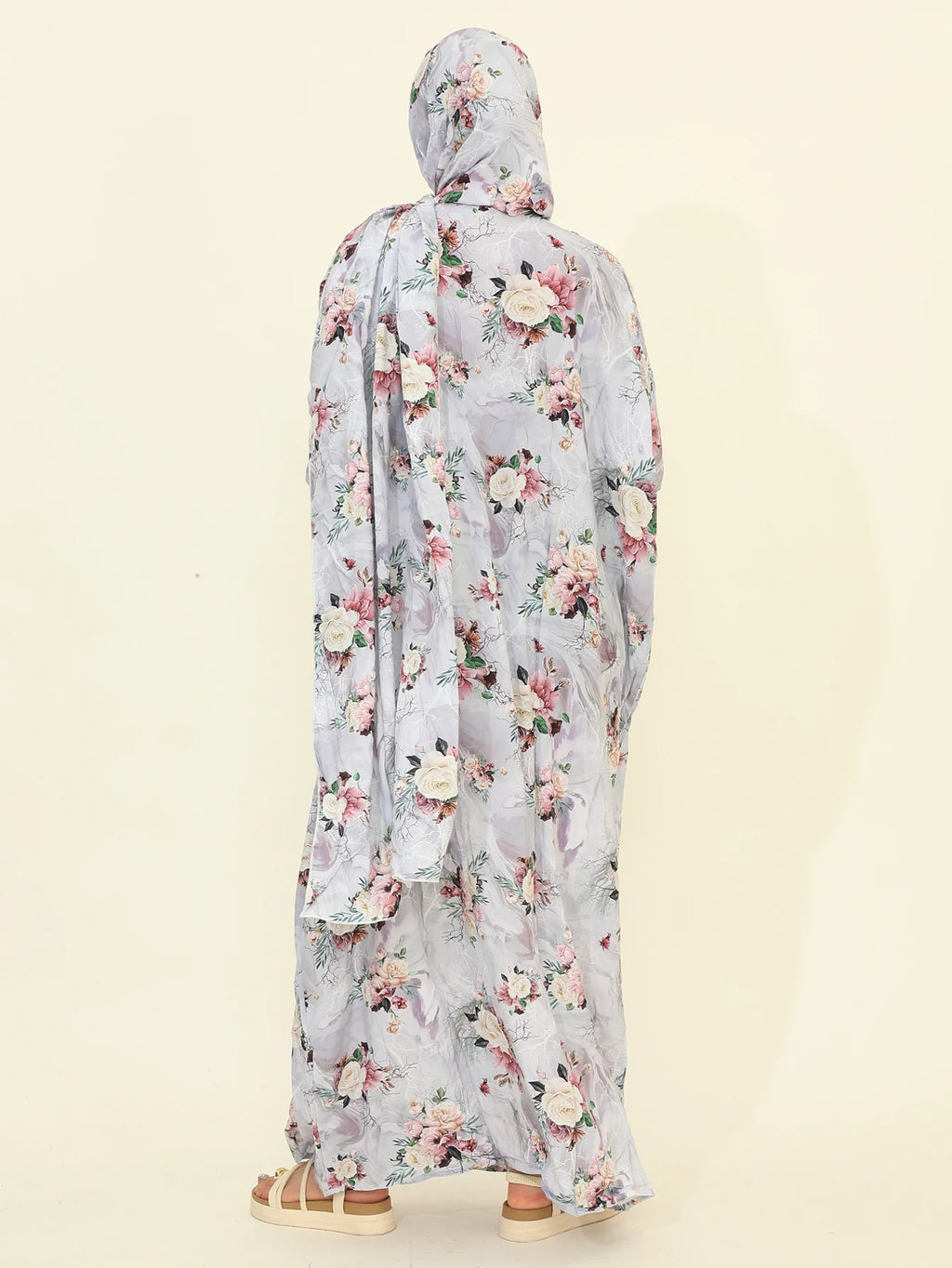 Autumn New Muslim Fashion Abaya Dresses with Hijab One Piece Prayer Dresses Flower Printed Pretty Dubai Abayas