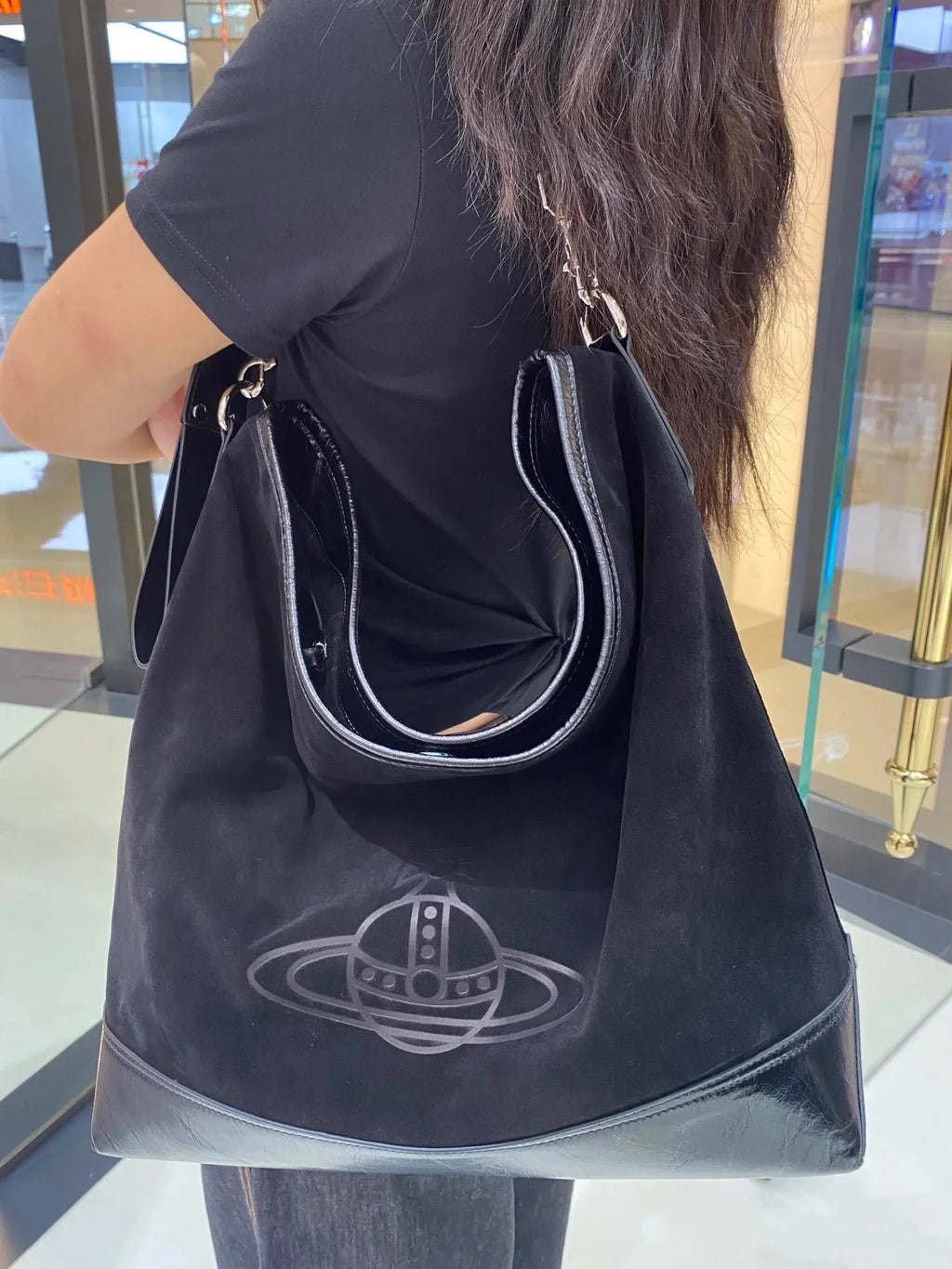 Large Capaci Suede Hobo Bag Women's Casual Commuter Tote Bag Trendy Single oulder Bag GP Famous Star  Hobo Bag