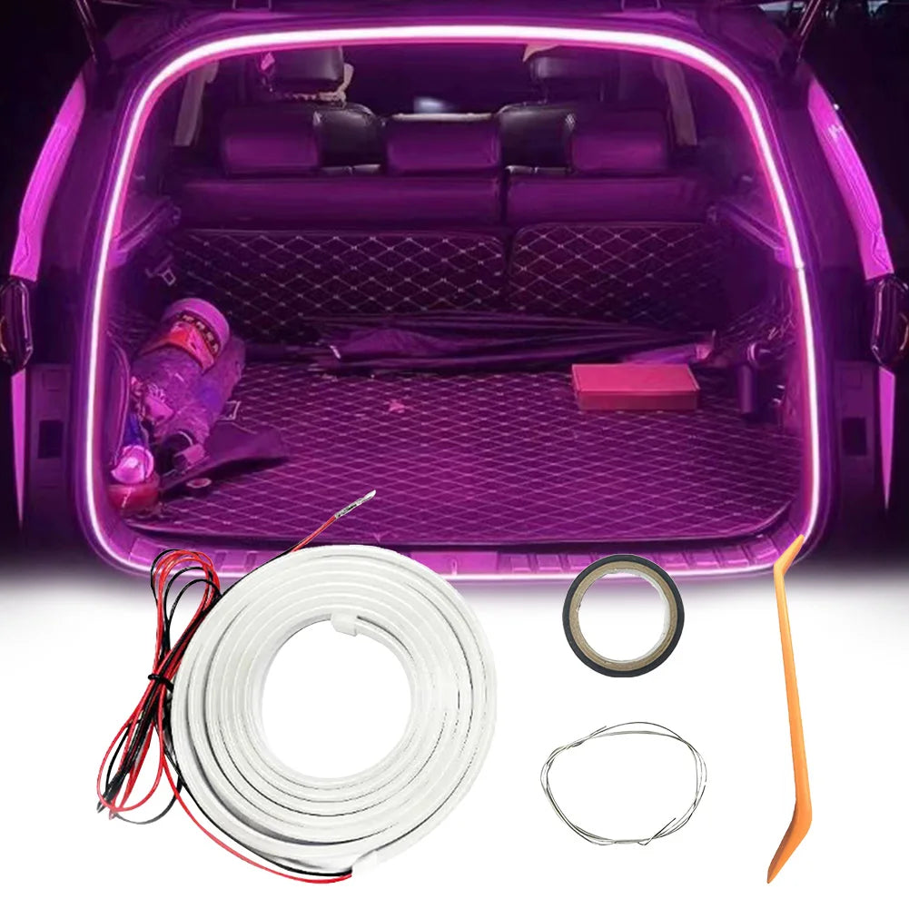 LED Car Trunk Light Strip 2/4M No Drilling Dynamic Flowing Light Strip Car Trunk Ambient Lighting Strip for Truck Trunk Decor
