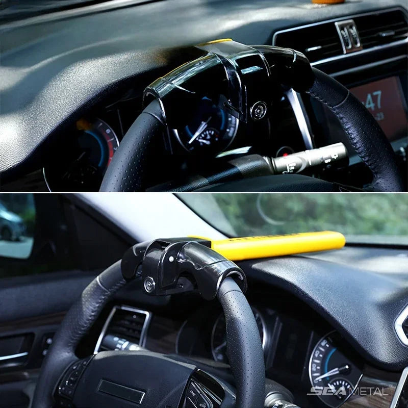 Heavy Duty Car Steering Wheel Lock - Universal Anti-theft Rotary Design, Enhance Security for Car & Van