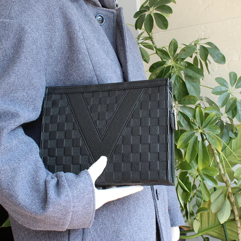 Luxury Men's Clutch Bag High-End Envelope Sle Casual Busin Wallet Trendy Handheld Soft Synthetic Leather for Young Men