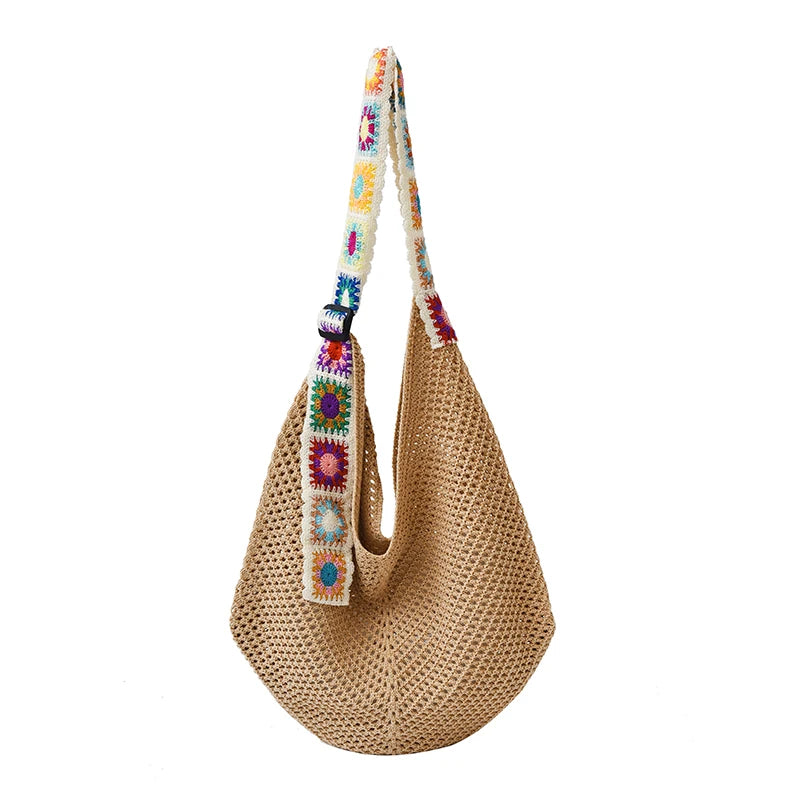 2025 Summer New – Bohemian Fresh Hollow Woven Tote Bag – Large Capacity Single-shoulder for Leisure & Vacation