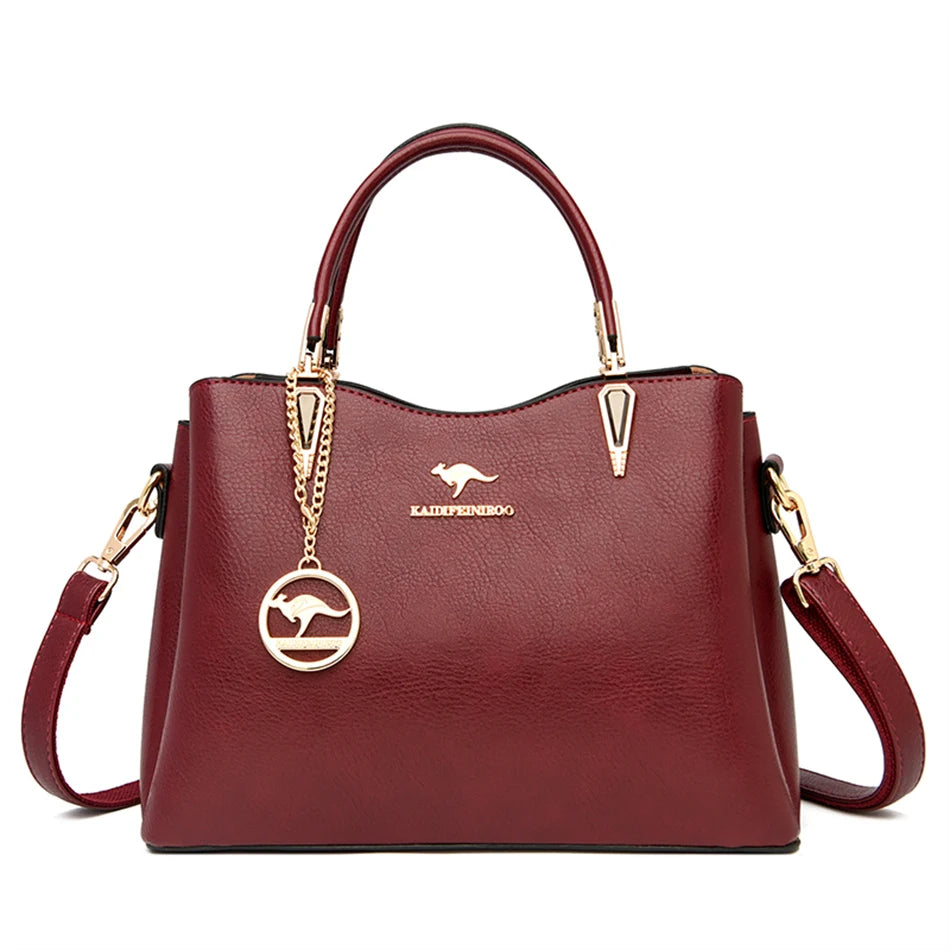 Luxury Soft Leather Handbag Women's Bag 2022 Trend Designer 3 Layers Shoulder Crossbody Sac Ladies Large Capacity Messenger Tote