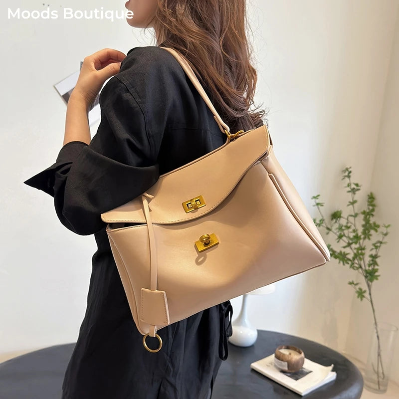 Branded Shoulder Bags Luxury Women Soft PU Leather Solid Color Large Capacity Shopper Totes 2025 Latest Luxury Designer Handbags