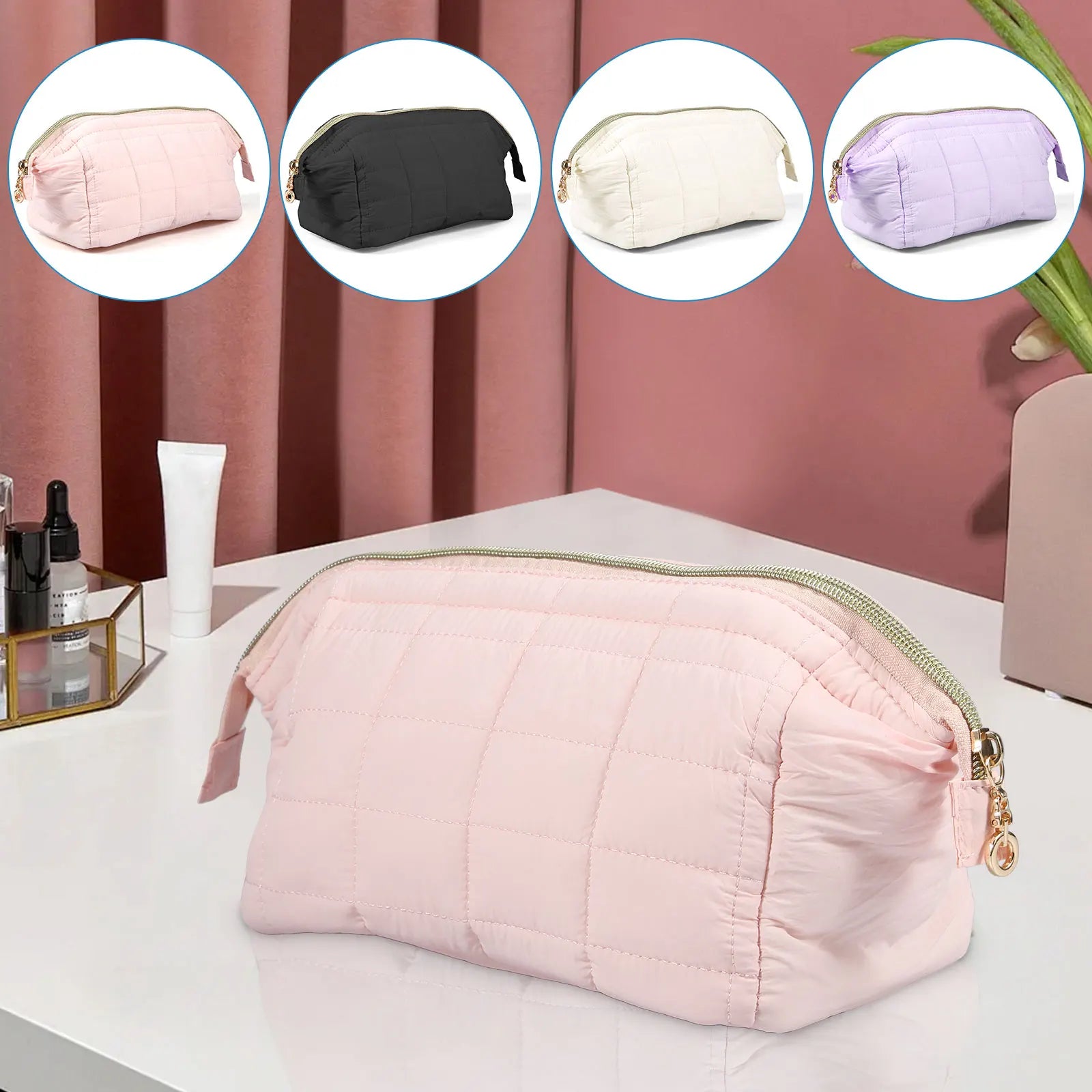 Makeup Bags Large Capacity Travel Cosmetic Bag Lightweight Toiletry Travel Bag with 3 Inner Pockets Multipurpose Makeup Pouch