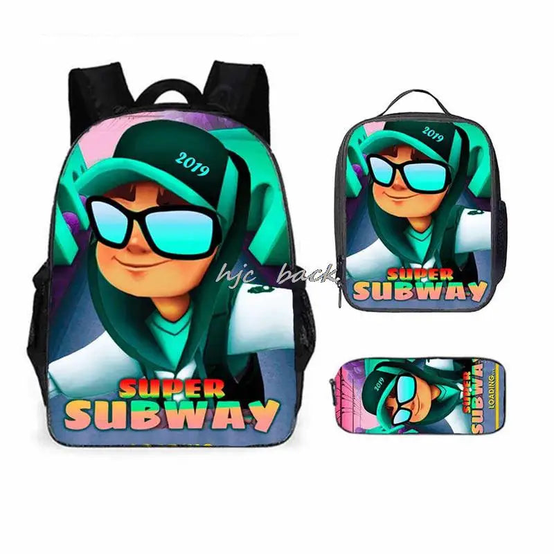 School Bags Girls Boys Subway Surfers Primary Kids School Backpcak 3Pcs Cartoon Schoolbags Kids Mochilas Escolar Infantil Gift