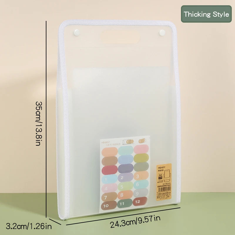 1Pcs A4 Vertical13 Pocket Expanding File Briefcases Handbag Paper Folder  Organiser Document Bag Storage