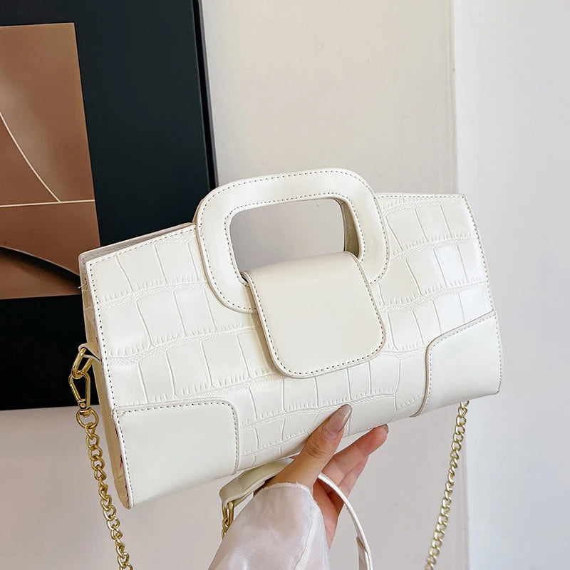 Luxury Clutch Bag Retro Women's Bag Stone Pattern PU Leather Crossbody Bag Female Flap Handbag Shoulder Bag Simple Sac A Main