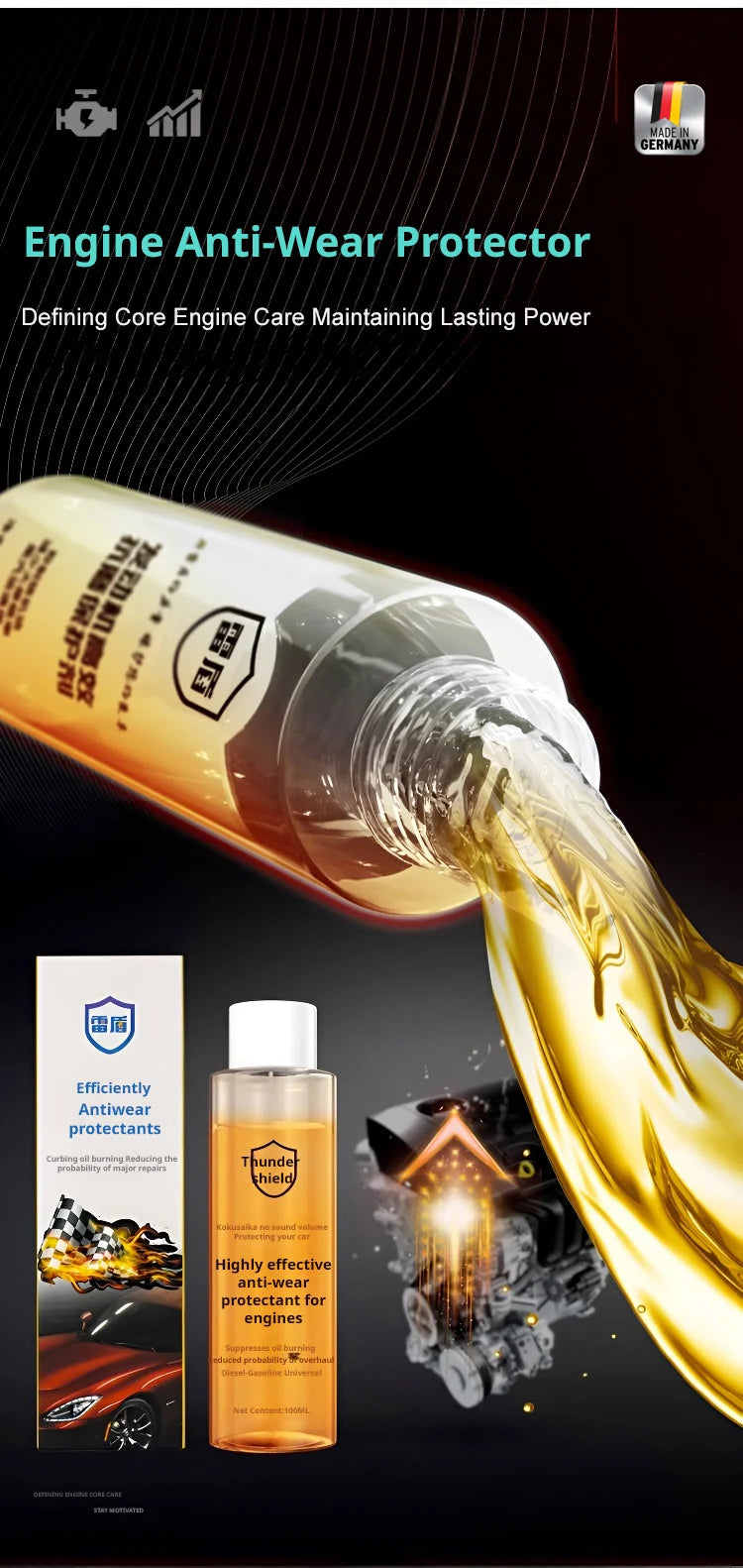 High-Efficiency Engine Anti-Wear Agent - Motor Oil Additive for Reducing Friction & Enhancing Engine Life