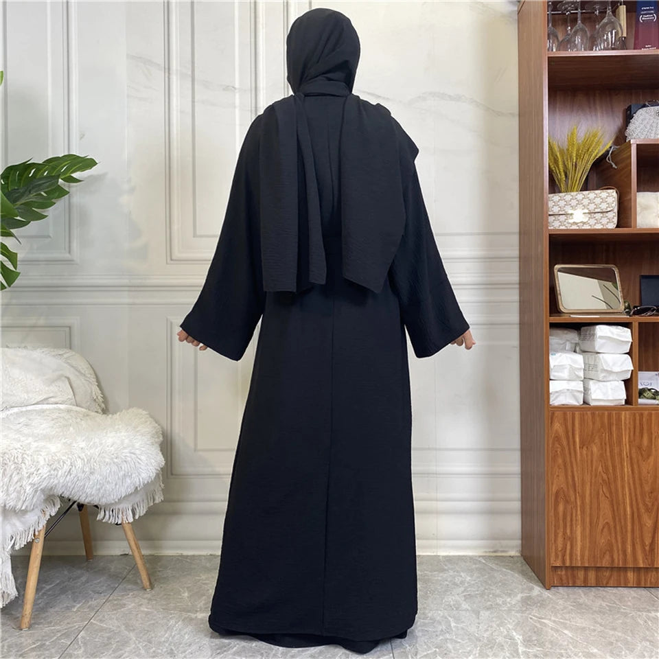 Abaya Women Muslim Long Dresses African Open Kaftan Dubai Turkey 2 Piece Set Luxury Islam Morocco Clothing Caftan Fashion Modest
