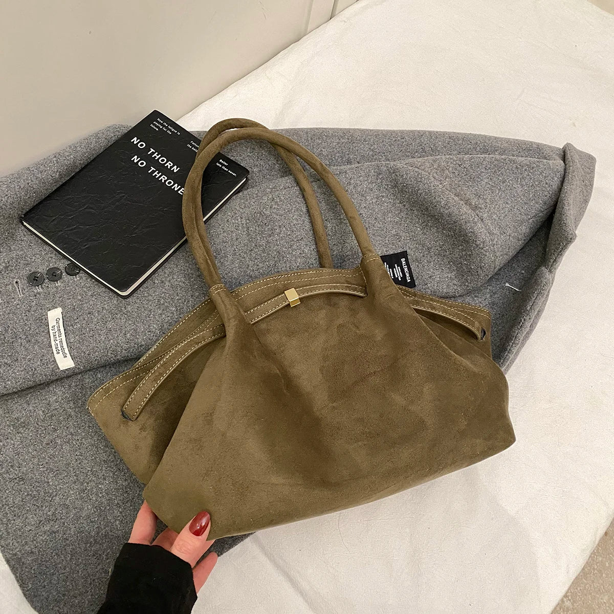 Large Nubuck Leather Tote Bags Ladies Shoulder Bag for Women Autumn Winter New Korean Fashion Y2K Retro Handbags and Purses