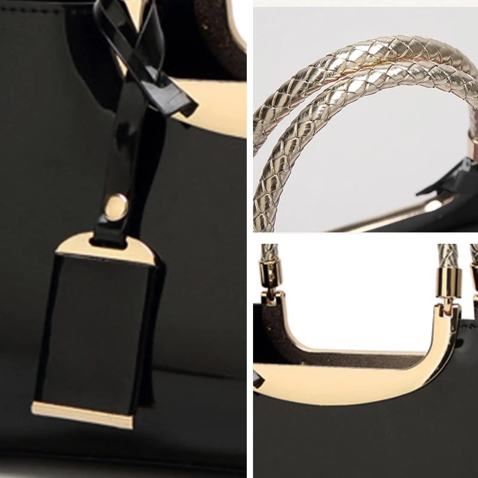 Elegant ladies' evening handbag - shoulder bag, patent leather glossy leather PU leather crossbody bag