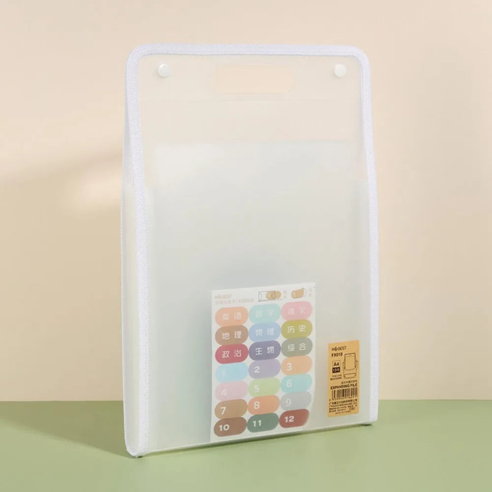 Briefcases A4 Vertical Folder PP Material Portable 13 Pocket File Folders Durable Organ Bag A4 File Storage Bag Office