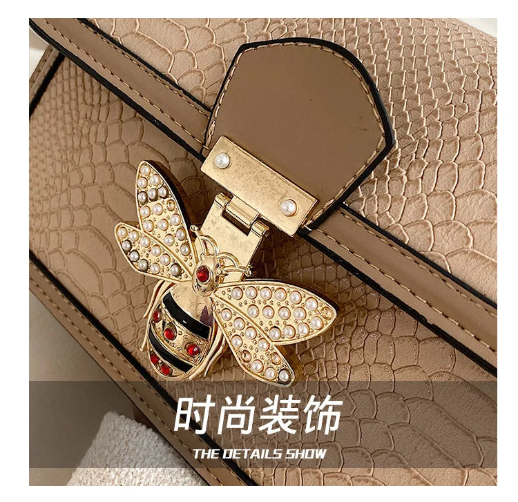 Luxury Handbags for Women Crossbody Bags Bee Lock Tote Casual Flap Purses Crocodile Print Leather Handbag Ladies Shoulder Bags