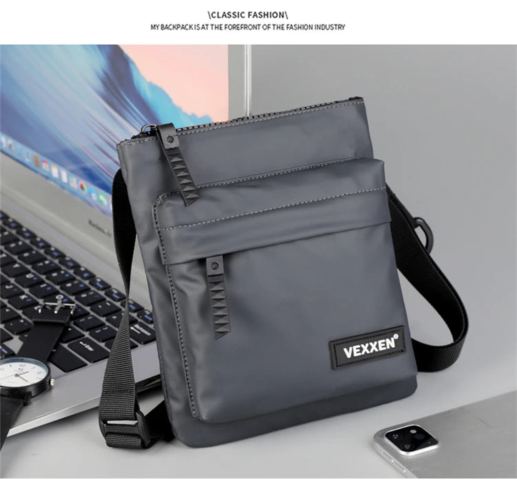 Messenger Sling Bags For Men Casual PU Leather Zipper Crossbody Pouch Simple Mini Crossbody Phone Bag Male Side Shoulder Bag