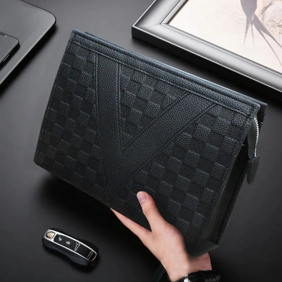 Luxury Men's Clutch Bag High-End Envelope Sle Casual Busin Wallet Trendy Handheld Soft Synthetic Leather for Young Men