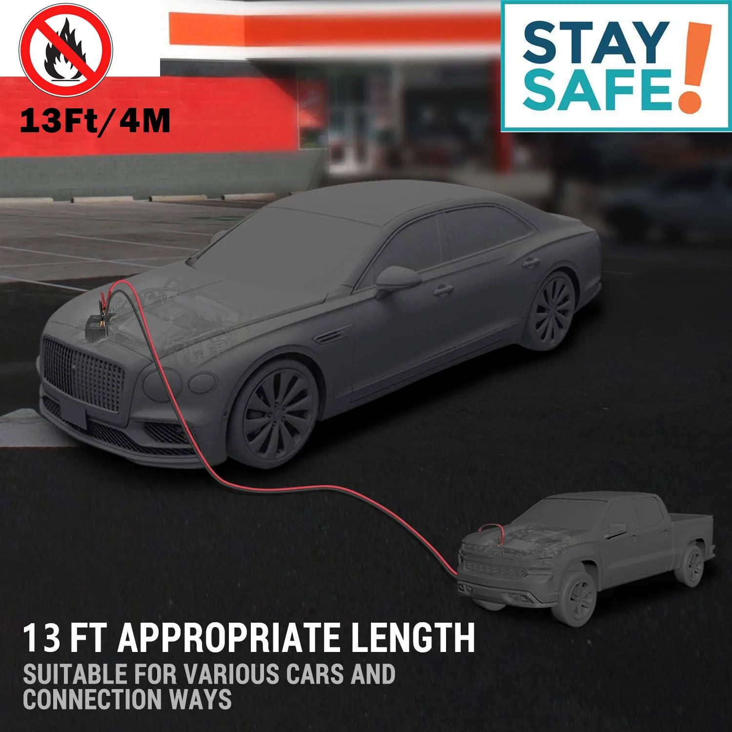 Heavy Duty Jumper Cables 2000A 4M Car Battery Booster Cables For Cars Trucks SUVs Vans Emergency Jump Start Alligator Clips
