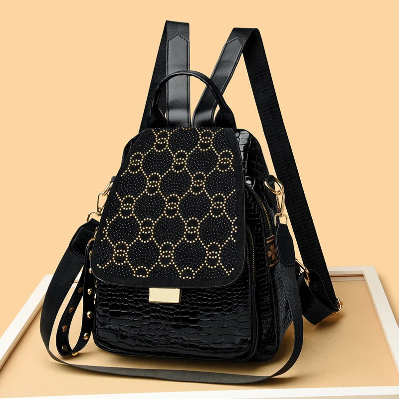 Luxury Oil Wax Leather Backpack for Women, Large Capacity Fashion Shoulder Bag, Stylish Casual Travel Daypack, Durable &Rucksack