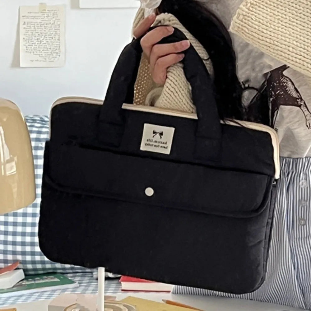 Simple 15.6inch Portable Laptop Bags Bow Lightweight Laptop Case Cartoon Cute Notebook Sleeve Women's Bag