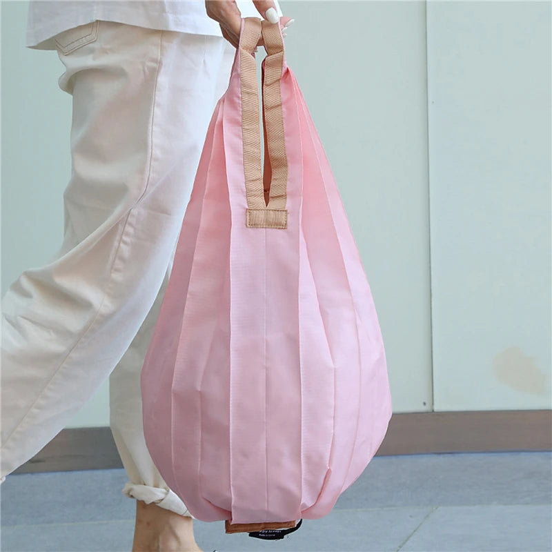 Nylon Reusable Shopping Bags Large Portable Eco-Friendly Foldable Shoulder Bag Handbag Pocket Totes Bag Folding Grocery Pouches
