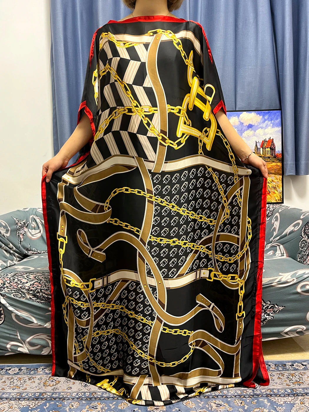 Muslim Silk Abayas For Women 2023 Fashion Print Islam Turkey Loose Elegant Femme Robe African Summer Ice Clothes With Headscarf