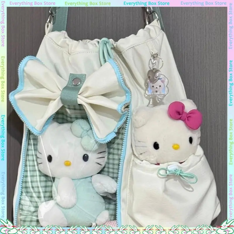 Drawstring Doll Bag Itabag 20cm Cotton Doll Wide Shoulder Strap Large Capacity Backpack Crossbody Bag Cute College Backpack