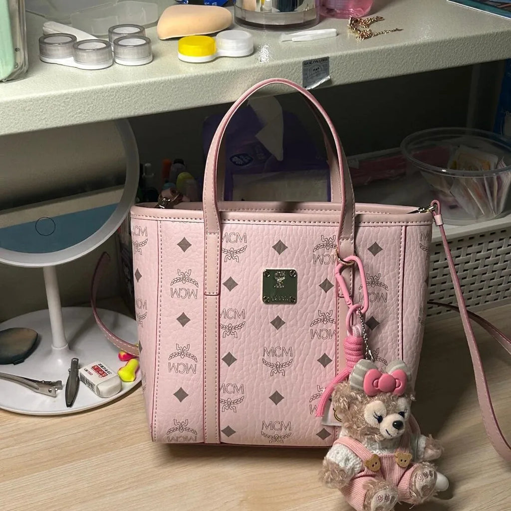 Classic Printed Basket Tote Bag Women's Single Shoulder Commuter Bag Urban Simple Style PU Material Medium Size Daily Match