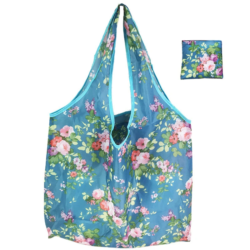 Reusable Shopping Bags Women Foldable Tote Bag Portable Cloth Eco Grocery Bag Folding Large Capacity Fruit Vegetable Handbags