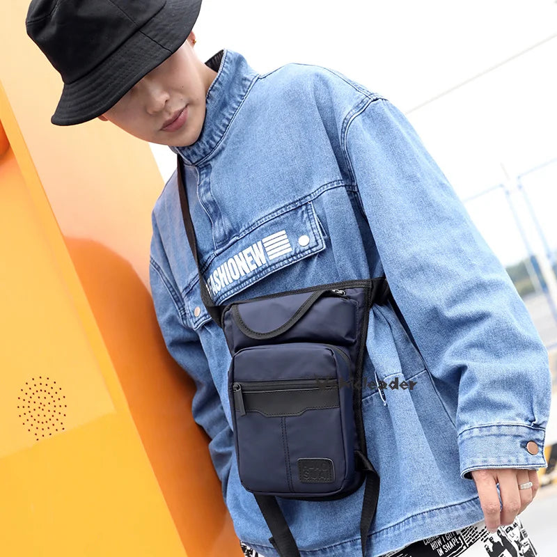 New Nylon Men Drop Leg Bag Fanny Pack Motorcycle Riding Casual Shoulder Cross Body Thigh Male Hip Belt Waist Bags Cafe Racer