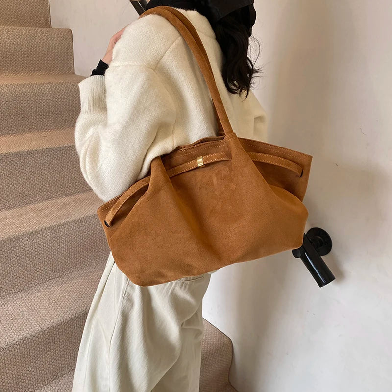 Large Nubuck Leather Tote Bags Ladies Shoulder Bag for Women Autumn Winter New Korean Fashion Y2K Retro Handbags and Purses