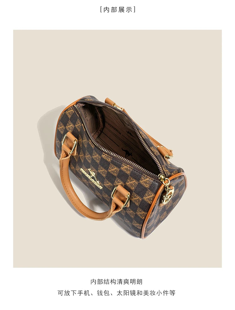 New vintage printed Boston handbag, trendy bags, versatile messenger bag