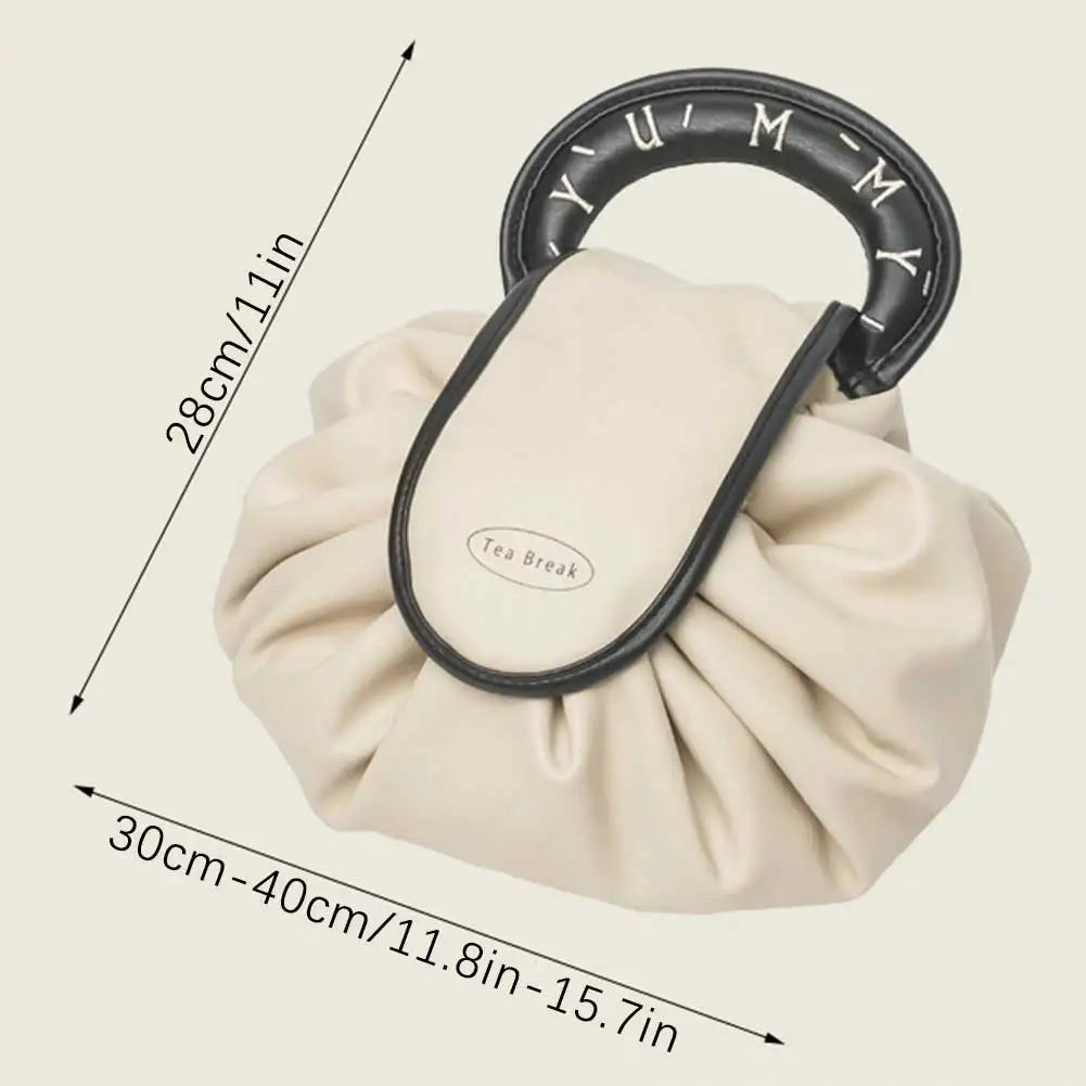 Portable Makeup Bag for Daily Use Fashion Women Large Capacity Travel Toiletry Bags Ladies Drawstring Cosmetic Storage Pouch