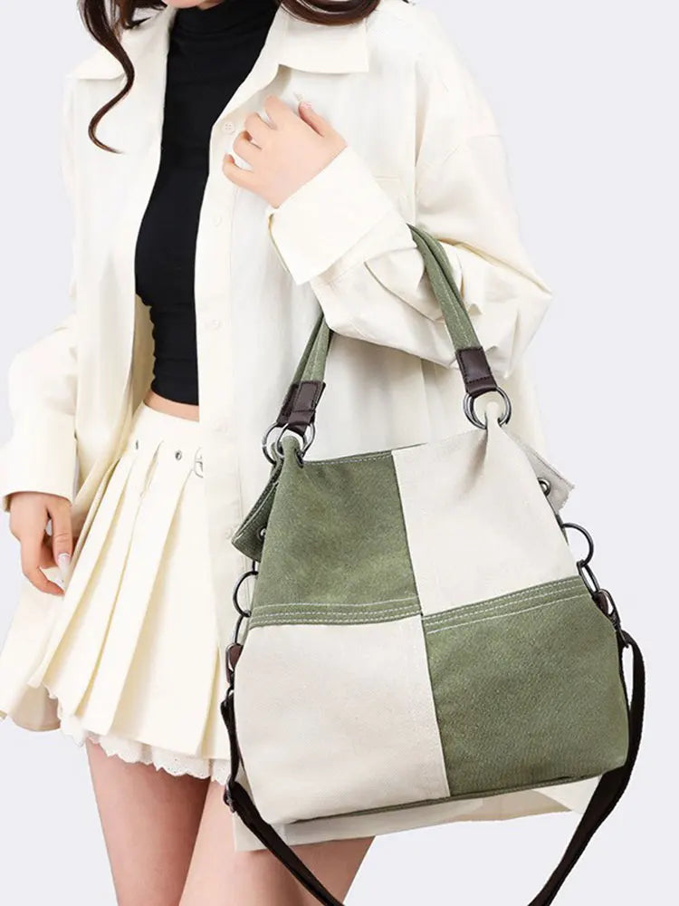 New Canvas Retro Shoulder Bag Simple Fashionable Versatile Women's Commuting Bag Large Capacity Crossbody Bag