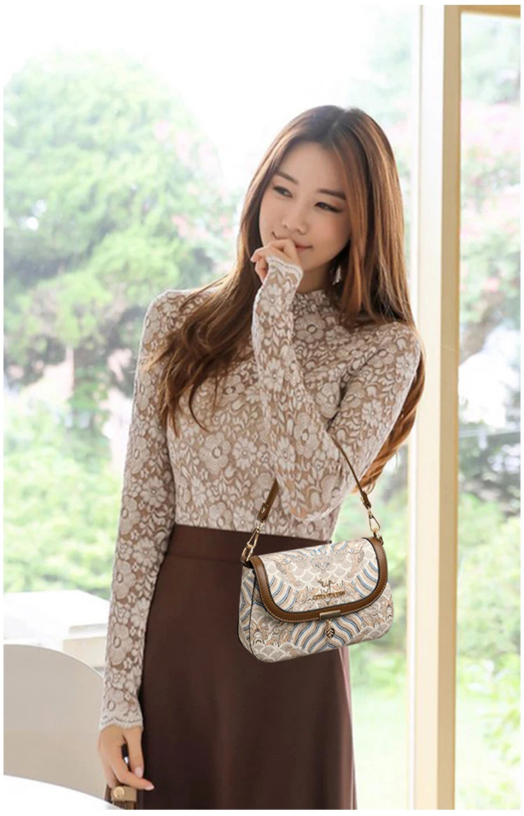 Luxury Designer Trend Embroidered Women's Shoulder Bag High Quality Soft Leather Women Crossbody Bags Female Handbag Sac A Main