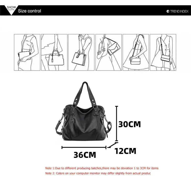 Female Hobo Handbag Large Capacity Shoulder Bags Big Stylsih Tote Bag Ladies Soft Leather Hobos Messenger Bags Women Shopper Bag