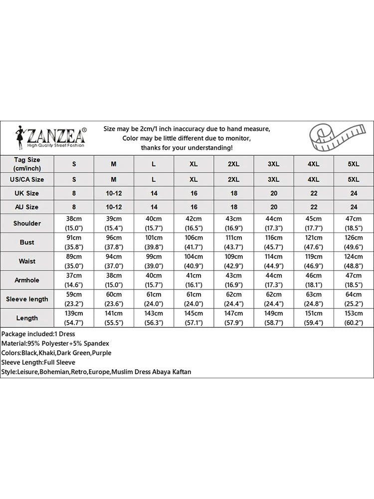 2025 ZANZEA Fashion Muslim Dress Women Tukey Abaya Robe Long Sleeve Maxi Sundress Vestido Dubai Kaftan Islamic Clothing Oversize