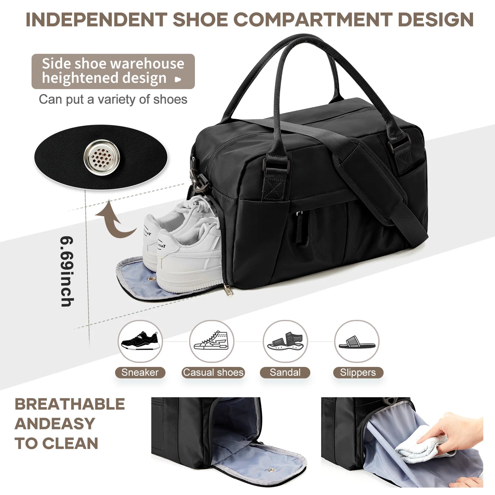 Gym Travel Bags for Women Men, Hand Luggage Travel Handbags 40x20x25 Ryanair Bag, Waterproof Shoulder Bag Exercise Fitness Bag