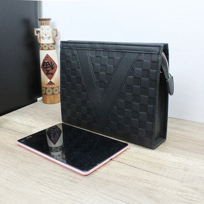 Luxury Men's Clutch Bag High-End Envelope Sle Casual Busin Wallet Trendy Handheld Soft Synthetic Leather for Young Men