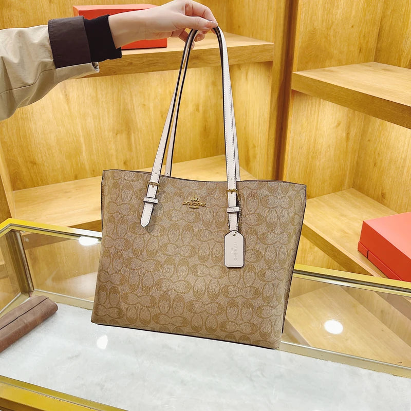 Fashionable Solid Color Shopper Bag - Large Capacity Commuter Tote With Elegant Minimalist Design And Premium Leather Trim