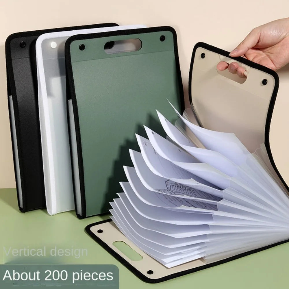 Briefcases A4 Vertical Folder PP Material Portable 13 Pocket File Folders Durable Organ Bag A4 File Storage Bag Office