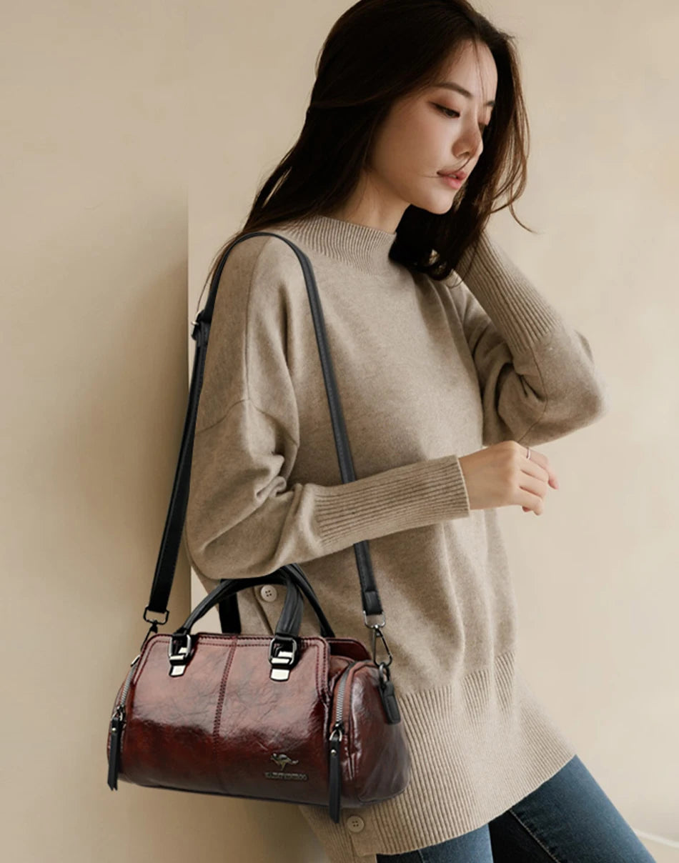 Luxury Designer Handbag Brand Shoulder Bag 3 Layers Large Capacity Casual Tote Bag High Quality Soft Leather Bags Female Handbag