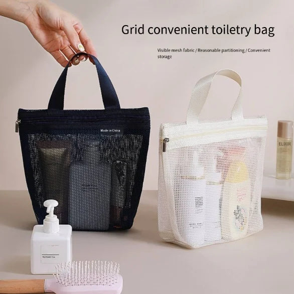 Mesh Makeup Toiletry Storage Bags Handbags Portable Travel Washing Body Shower Tools Organizer Hanging Cosmetic Organizer Pouch